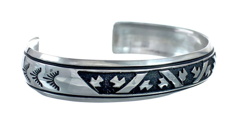 Navajo Authentic Sterling Silver Cuff Bracelet JX128741